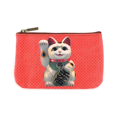 Eco-friendly, cruelty-free, ethically made vegan leather small pouch/coin purse with cute cat print by Mlavi. Wholesale available.