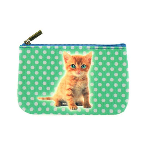 Eco-friendly, cruelty-free, ethically made vegan leather small pouch/coin purse with cute cat print by Mlavi. Wholesale available.