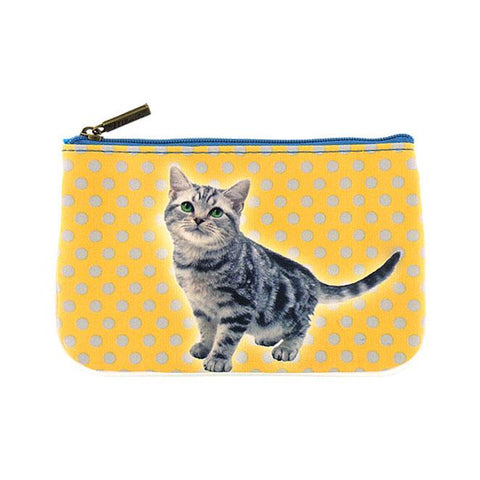 Eco-friendly, cruelty-free, ethically made vegan leather small pouch/coin purse with cute cat print by Mlavi. Wholesale available.