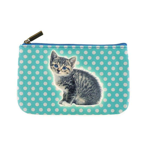 Eco-friendly, cruelty-free, ethically made vegan leather small pouch/coin purse with cute cat print by Mlavi. Wholesale available.