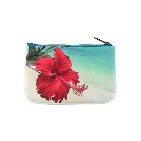 Mlavi Eco-friendly, cruelty-free, ethically made small pouch/coin purse with blue ocean, sandy beach & flower print. Great for everyday use, travel or as whimsical gift for family & friends. Wholesale at www.mlavi.com to gift shop, clothing & fashion accessories boutiques, book stores worldwide.