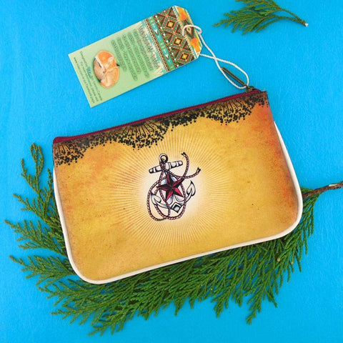 Mlavi Tattoo style mermaid vegan leather small pouch / coin purse