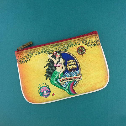 Mlavi Cool Tattoo collection mermaid printed vegan pouch/coin purse. Wholesale available at http://www.mlavi.com/mlavi-tattoo-themed-vegan-bag-wallet-accessories-wholesale.html
