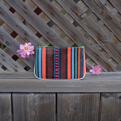 Mlavi beautiful Mexican textile pattern print small pouch/coin purse made with Eco-friendly vegan materials. 