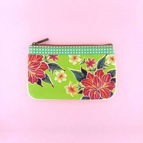 Mlavi beautiful Mexican oilcloth floral pattern print small pouch/coin purse made with Eco-friendly vegan materials.  Great for every use or as gift for family & friends. Wholesale at www.mlavi.comboutiques worldwide.