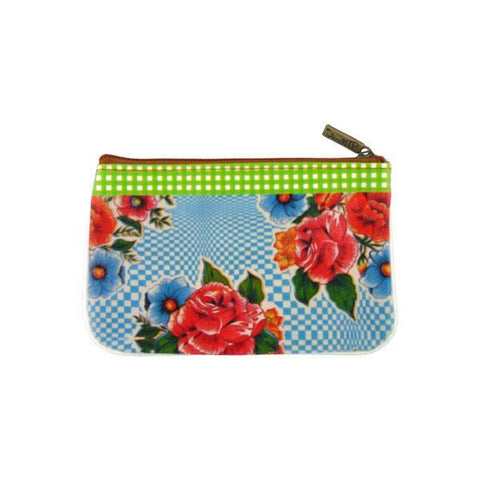 Mlavi beautiful Mexican oilcloth floral pattern print small pouch/coin purse made with Eco-friendly & cruelty free vegan materials.  Great for every use or as gift for family & friends. Wholesale at www.mlavi.com for gift shops, clothing & fashion accessories boutiques worldwide.