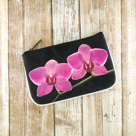 Mlavi Orchid flower print small pouch/coin purse made with Eco-friendly & cruelty free vegan materials. Gift & boutique buyer can order wholesale at www.mlavi.com