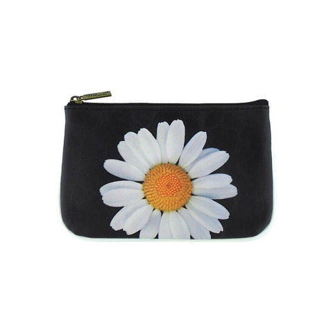 Mlavi Daisy flower print small pouch/coin purse made with Eco-friendly & cruelty free vegan materials. Gift & boutique buyer can order wholesale at www.mlavi.com for ethically made & unique fashion accessories including bags, wallets, purses, coin purses, travel accessories & gifts.