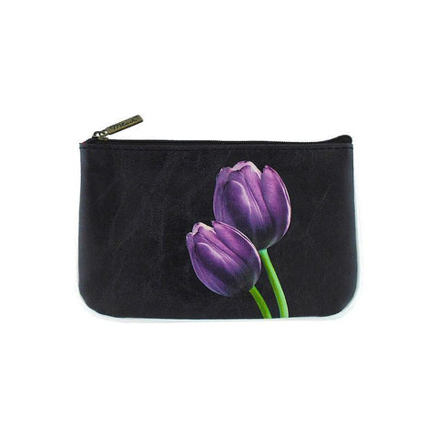 Mlavi tulip flower print small pouch/coin purse made with Eco-friendly & cruelty free vegan materials. wholesale at www.mlavi.com