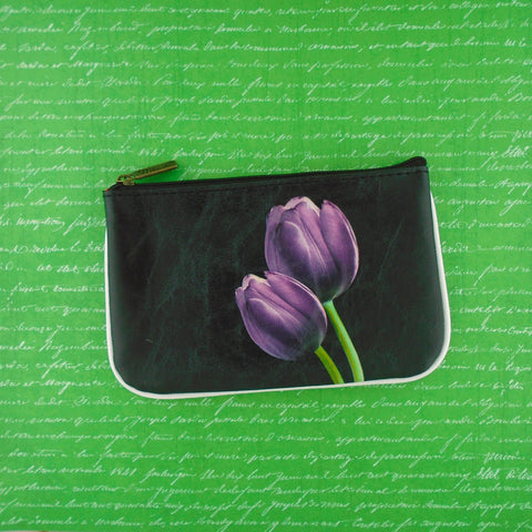 Mlavi tulip flower print small pouch/coin purse made with Eco-friendly & cruelty free vegan materials. wholesale at www.mlavi.com