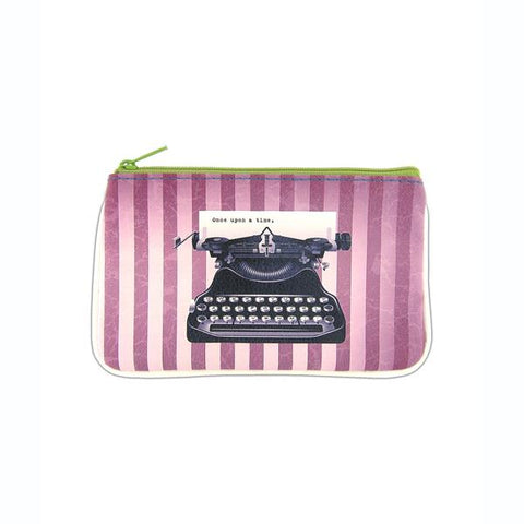 Mlavi's cool retro typewriter print vegan small pouch/coin purse made with SGS tested cruelty-free Eco-friendly cruelty free vegan materials. Wholesale available at www.mlavi.com for gift shop, fashion accessories & clothing boutique in Canada, USA & worldwide.