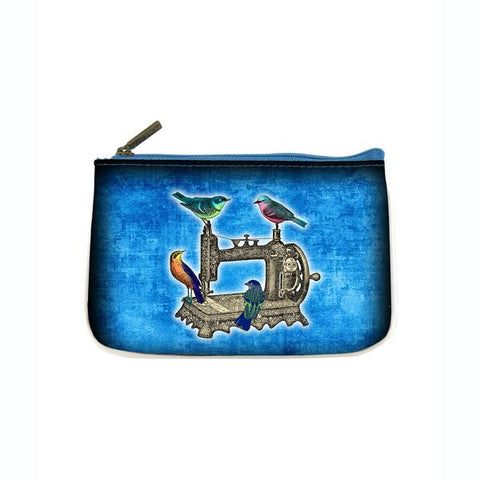 Mlavi cool retro sewing machine & scissors print vegan small pouch/coin purse. Wholesale at www.mlavi.com