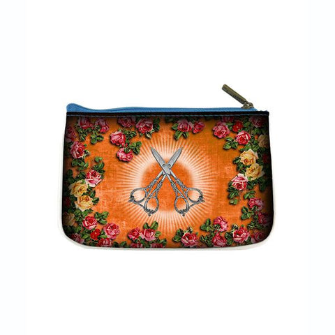 Mlavi cool retro sewing machine & scissors print vegan small pouch/coin purse. Wholesale at www.mlavi.com