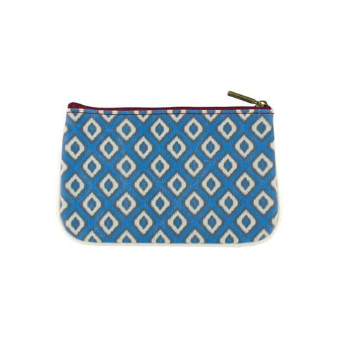 Mlavi Ikat pattern print small pouch/coin purse made with Eco-friendly & cruelty free vegan materials. Great for everyday use & wonderful as a gift to family & friends. Wholesale at www.mlavi.com for gift shops, fashion accessories & clothing boutiques, museum stores worldwide.
