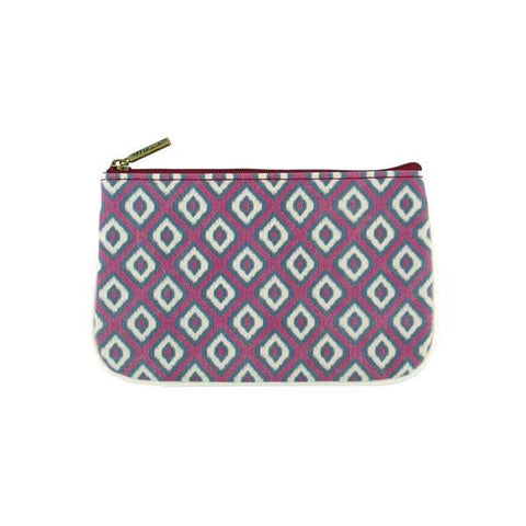 Mlavi Ikat pattern print small pouch/coin purse made with Eco-friendly & cruelty free vegan materials. Great for everyday use & wonderful as a gift to family & friends. Wholesale at www.mlavi.com for gift shops, fashion accessories & clothing boutiques, museum stores worldwide.