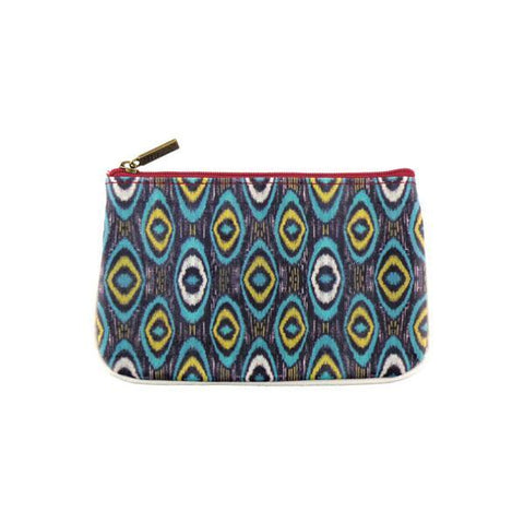 Mlavi Ikat pattern print small pouch/coin purse made with Eco-friendly & cruelty free vegan materials. Great for everyday use & wonderful as a gift to family & friends. Wholesale at www.mlavi.com