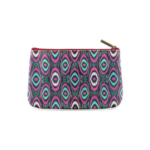 Mlavi Ikat pattern print small pouch/coin purse made with Eco-friendly & cruelty free vegan materials. Great for everyday use & wonderful as a gift to family & friends. Wholesale at www.mlavi.com