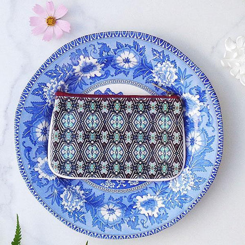 Mlavi Ikat pattern print small pouch/coin purse made with Eco-friendly & cruelty free vegan materials. Great for everyday use & wonderful as a gift to family & friends. Wholesale at www.mlavi.com
