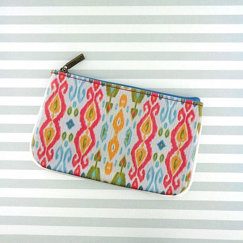 Mlavi Ikat pattern print small pouch/coin purse made with Eco-friendly & cruelty free vegan materials. Great for everyday use & wonderful as a gift to family & friends. Wholesale at www.mlavi.com