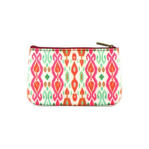 Mlavi Ikat pattern print small pouch/coin purse made with Eco-friendly & cruelty free vegan materials. Great for everyday use & wonderful as a gift to family & friends. Wholesale at www.mlavi.com