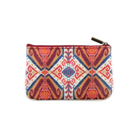Mlavi Ikat pattern print small pouch/coin purse made with Eco-friendly & cruelty free vegan materials. Great for everyday use & wonderful as a gift to family & friends. Wholesale at www.mlavi.com