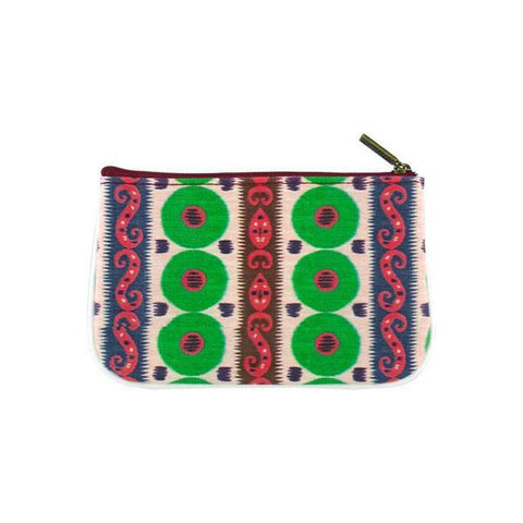 Mlavi Ikat pattern print small pouch/coin purse made with Eco-friendly & cruelty free vegan materials. Great for everyday use & wonderful as a gift to family & friends. Wholesale at www.mlavi.com