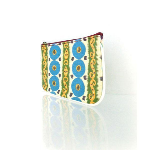 Mlavi Ikat pattern print small pouch/coin purse made with Eco-friendly & cruelty free vegan materials. Great for everyday use & wonderful as a gift to family & friends. Wholesale at www.mlavi.com