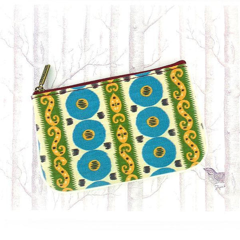 Mlavi Ikat pattern print small pouch/coin purse made with Eco-friendly & cruelty free vegan materials. Great for everyday use & wonderful as a gift to family & friends. Wholesale at www.mlavi.com