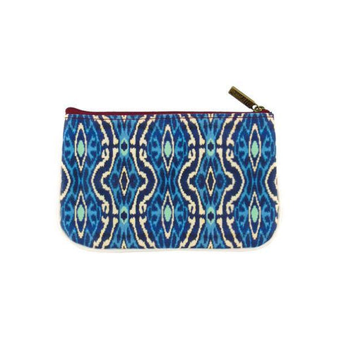 Mlavi Ikat pattern print small pouch/coin purse made with Eco-friendly & cruelty free vegan materials. Great for everyday use & wonderful as a gift to family & friends. Wholesale at www.mlavi.com for gift shops, fashion accessories & clothing boutiques, museum stores worldwide.