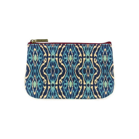 Mlavi Ikat pattern print small pouch/coin purse made with Eco-friendly & cruelty free vegan materials. Great for everyday use & wonderful as a gift to family & friends. Wholesale at www.mlavi.com for gift shops, fashion accessories & clothing boutiques, museum stores worldwide.