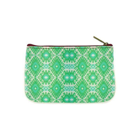Mlavi Ikat pattern print small pouch/coin purse made with Eco-friendly & cruelty free vegan materials. Great for everyday use & wonderful as a gift to family & friends. Wholesale at www.mlavi.com