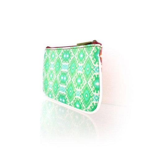 Mlavi Ikat pattern print small pouch/coin purse made with Eco-friendly & cruelty free vegan materials. Great for everyday use & wonderful as a gift to family & friends. Wholesale at www.mlavi.com