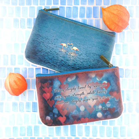 Eco-friendly, cruelty-free, ethically made vegan leather small pouch/coin purse with poetic photography & inspiration quote print by Mlavi. Wholesale at www.mlavi.com