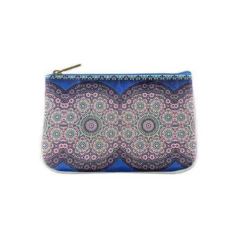 Mlavi Studio's whimsical vegan small pouch/coin purse with Bohemian style Moroccan tile pattern print. Great for everyday use or as gift for family & friends. Wholesale at www.mlavi.com for gift shops, fashion accessories & clothing boutiques, museum stores worldwide.