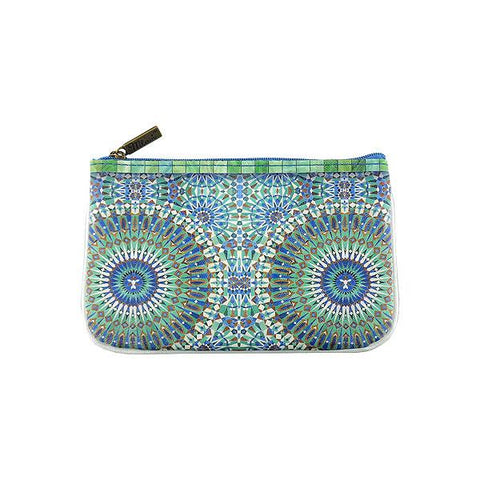 Mlavi Studio's whimsical vegan small pouch/coin purse with Bohemian style Moroccan tile pattern print. Great for everyday use or as gift for family & friends. Wholesale at www.mlavi.com for gift shops, fashion accessories & clothing boutiques, museum stores worldwide.
