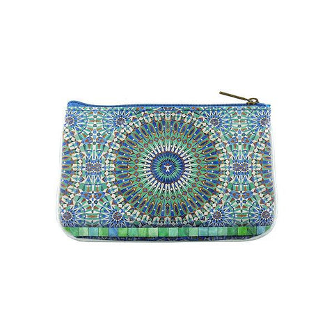 Mlavi Studio's whimsical vegan small pouch/coin purse with Bohemian style Moroccan tile pattern print. Great for everyday use or as gift for family & friends. Wholesale at www.mlavi.com for gift shops, fashion accessories & clothing boutiques, museum stores worldwide.