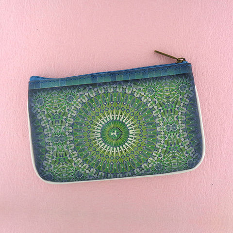 Mlavi Studio's whimsical vegan small pouch/coin purse with Bohemian style Moroccan tile pattern print. Great for everyday use or as gift for family & friends. Wholesale at www.mlavi.com for gift shops, fashion accessories & clothing boutiques, museum stores worldwide.