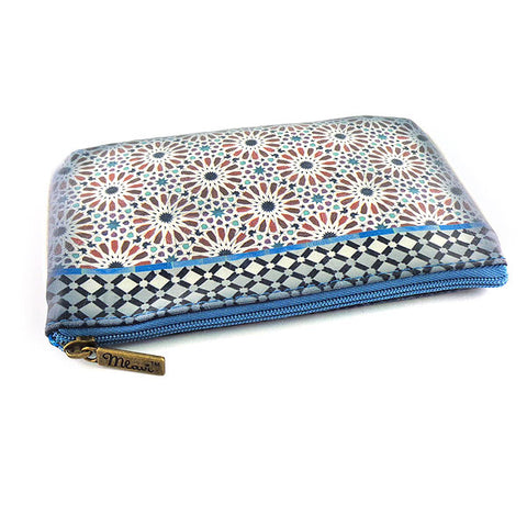 Mlavi whimsical vegan small pouch/coin purse with Bohemian style Moroccan tile pattern printfor everyday use or as gift for family & friends. Wholesale at www.mlavi.com