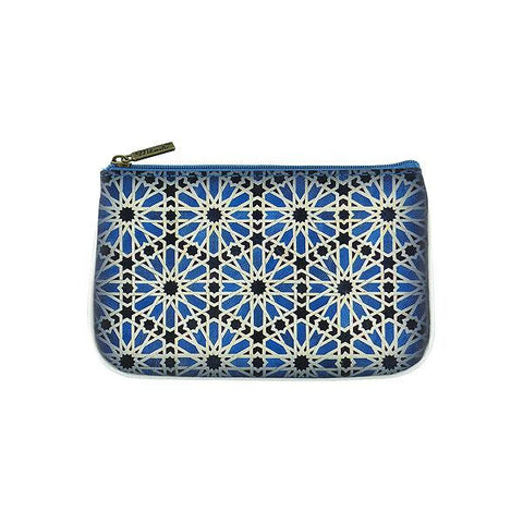 Mlavi Studio's whimsical vegan small pouch/coin purse with Bohemian style Moroccan tile pattern print. Great for everyday use or as gift for family & friends. Wholesale at www.mlavi.com for gift shops, fashion accessories & clothing boutiques, museum stores worldwide.
