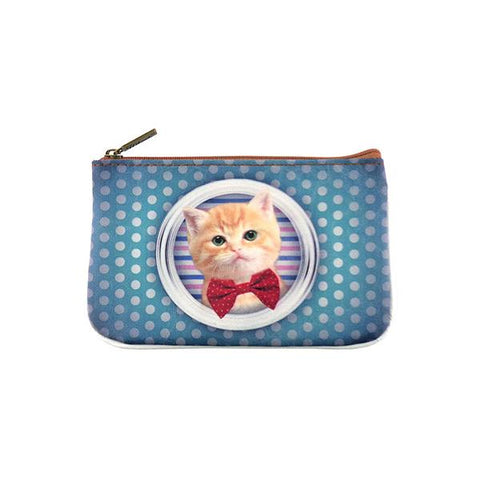 Mlavi vegan leather small pouch/coin purse with cat scholar print. Great for everyday use & fun gift ideas for family & friends. wholesale at www.mlavi.com