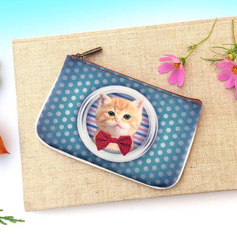 Mlavi vegan leather small pouch/coin purse with cat scholar print. Great for everyday use & fun gift ideas for family & friends. wholesale at www.mlavi.com
