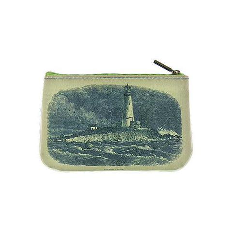 Eco-friendly, cruelty-free small pouch/coin purse with vintage style Bostan postcard & lighthouse print by Mlavi Studio. Great for everyday use, gift for family & friends. Wholesale at www.mlavi.com to gift shop, clothing & fashion accessories boutiques, book stores, souvenir shops in USA.
