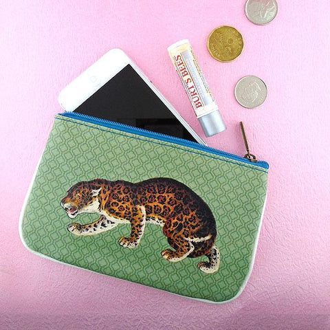 Eco-friendly, cruelty-free, ethically made vegan small pouch/coin purse with vintage style leopard print by Mlavi. Great for everyday use or as gift for animal loving family & friends. Wholesale at www.mlavi.com 