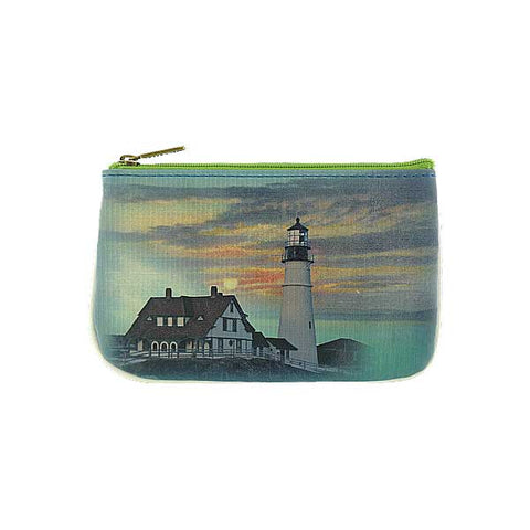 Mlavi vintage style Maine lighthouse print small pouch/coin purse