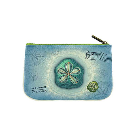 Mlavi Maine map & lobster, sand dollar print small pouch/coin purse