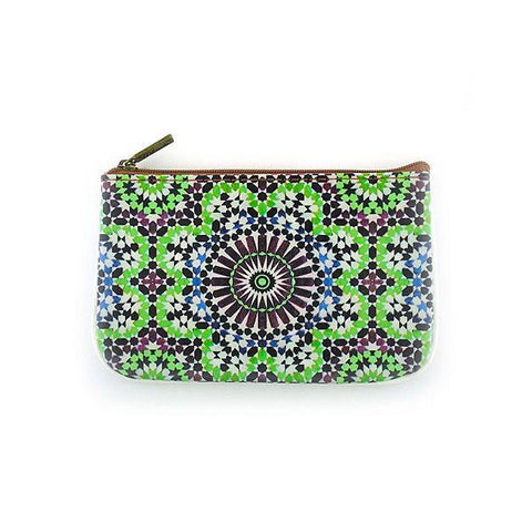 Mlavi Studio's whimsical vegan small pouch/coin purse with Bohemian style Moroccan pattern print. Great for everyday use or as gift for family & friends. Wholesale at www.mlavi.com for gift shops, fashion accessories & clothing boutiques, museum stores worldwide.