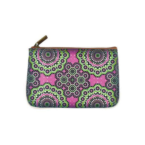 Mlavi Studio's whimsical vegan small pouch/coin purse with Bohemian style Moroccan pattern print. Great for everyday use or as gift for family & friends. Wholesale at www.mlavi.com for gift shops, fashion accessories & clothing boutiques, museum stores worldwide.