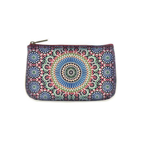Mlavi whimsical vegan small pouch/coin purse with Bohemian style Moroccan pattern printfor everyday use or as gift for family & friends. Wholesale at www.mlavi.com
