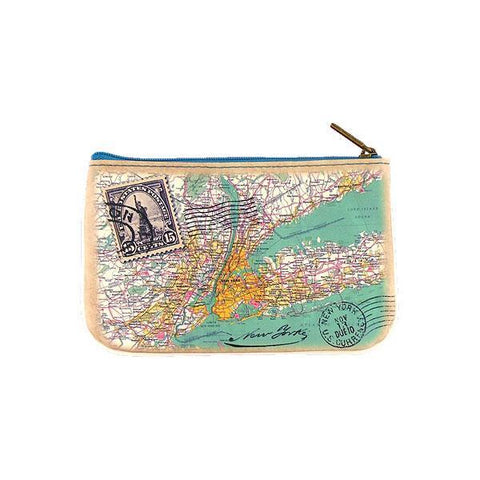 Mlavi's vintage style New York Statue of Liberty vegan flat small pouch/coin purse. Great for everyday use & as a great gift for family & friends. Wholesale available at www.mlavi.com gift shops, fashion accessories & clothing boutiques.