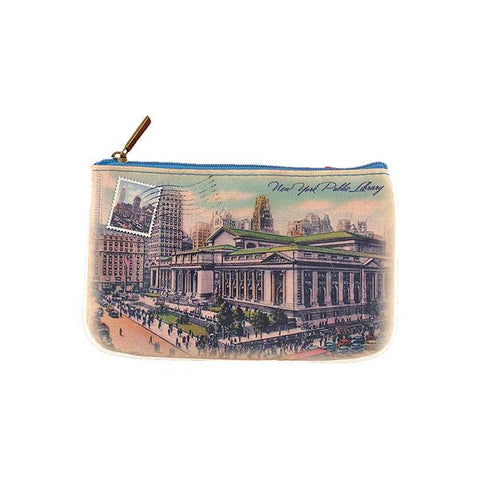 Mlavi's vintage style New York Statue of Liberty vegan flat small pouch/coin purse. Great for everyday use & as a great gift for family & friends. Wholesale available at www.mlavi.com gift shops, fashion accessories & clothing boutiques.
